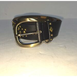 Women’s Black Belt With Gold Tone Hardware Studs L